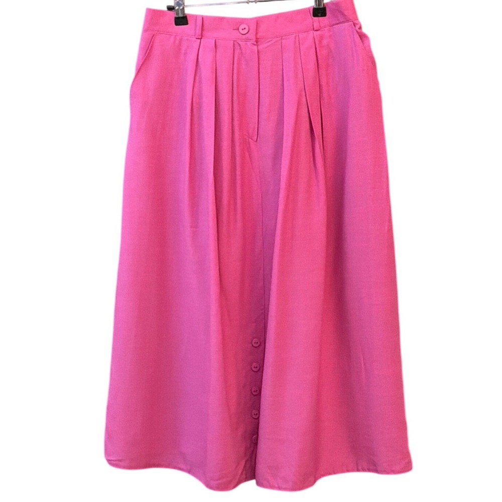 Vintage Adler Euro Deadstock Pink Pleated Midi Skirt Barbiecore Minimalist Chic